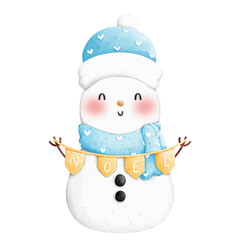 snowman holding a banner