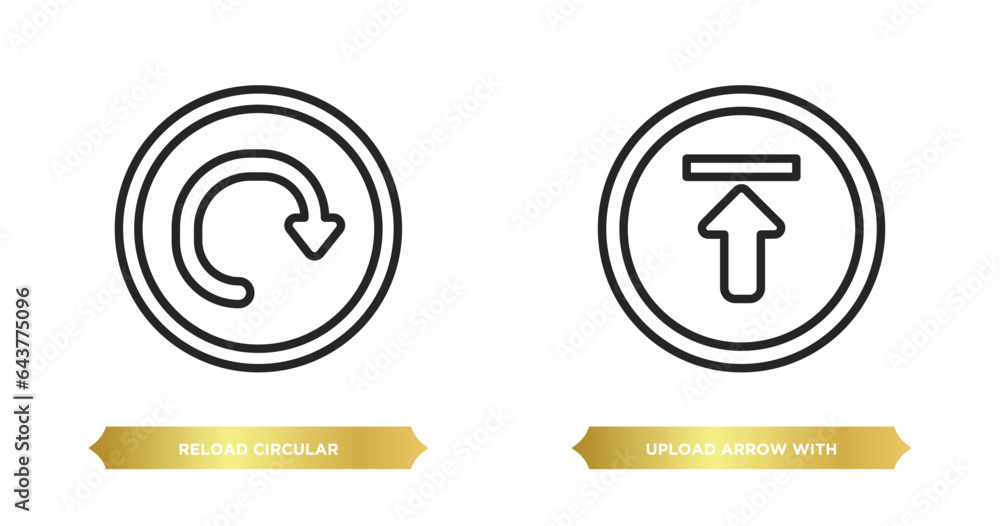 Poster two editable outline icons from ultimate glyphicons concept. thin line icons such as reload circular