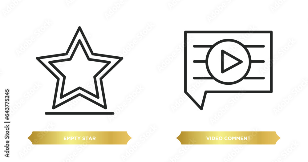 Poster two editable outline icons from ultimate glyphicons concept. thin line icons such as empty star, vid