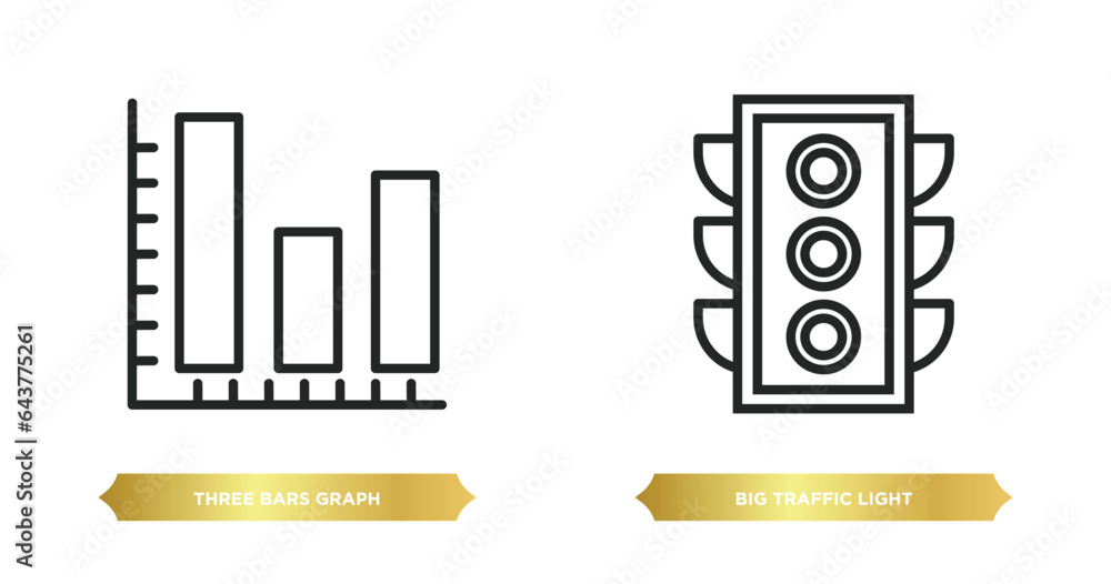 Poster two editable outline icons from ultimate glyphicons concept. thin line icons such as three bars grap