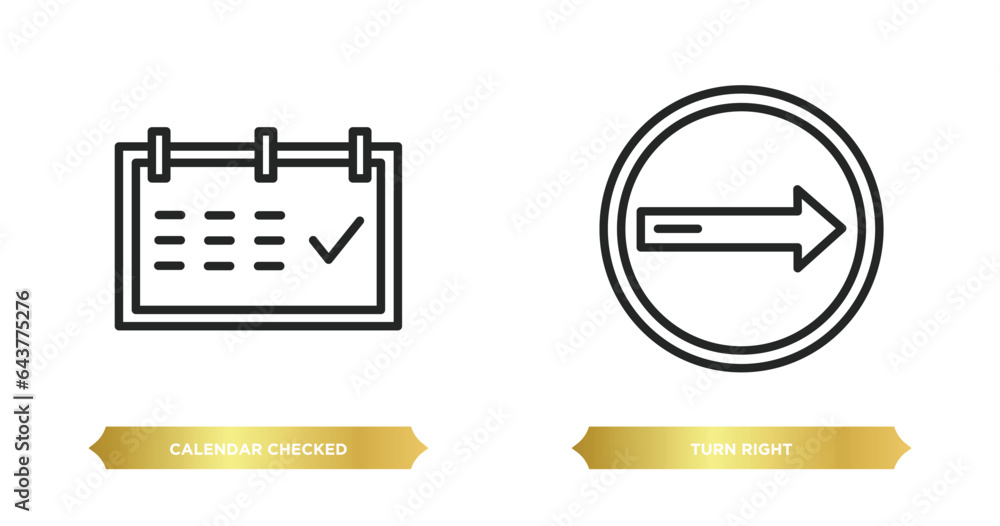 Poster two editable outline icons from ultimate glyphicons concept. thin line icons such as calendar checke