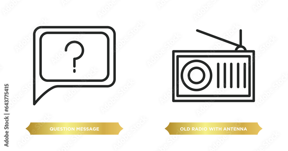 Poster two editable outline icons from ultimate glyphicons concept. thin line icons such as question messag