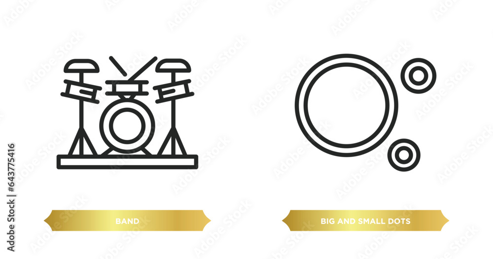 Poster two editable outline icons from ultimate glyphicons concept. thin line icons such as band, big and s