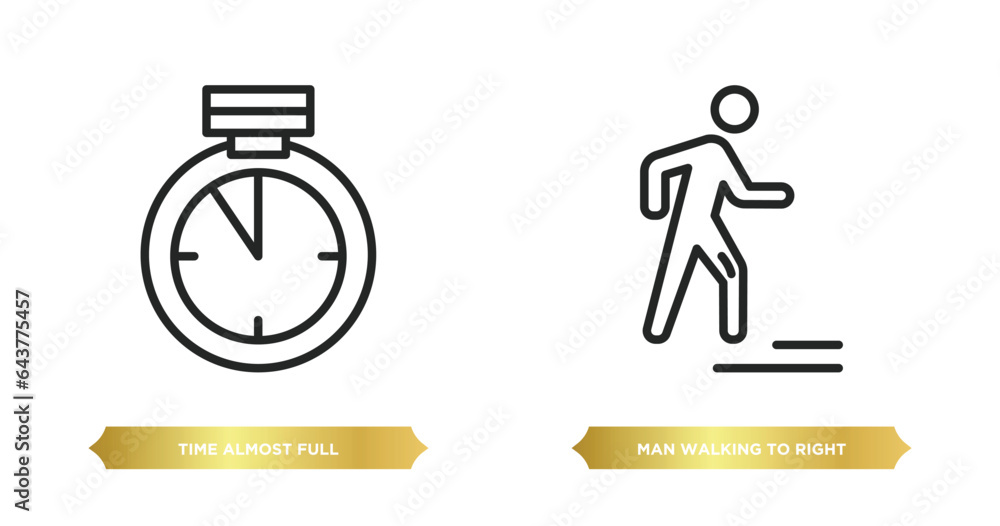 Aufkleber two editable outline icons from ultimate glyphicons concept. thin line icons such as time almost ful