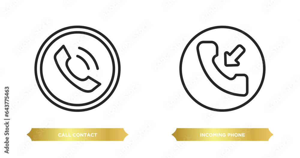 Poster two editable outline icons from ultimate glyphicons concept. thin line icons such as call contact, i