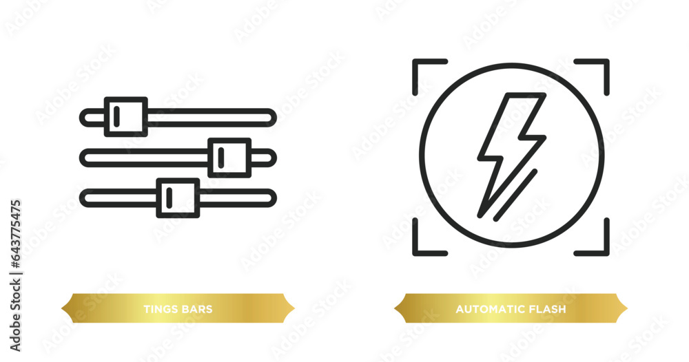 Poster two editable outline icons from ultimate glyphicons concept. thin line icons such as tings bars, aut