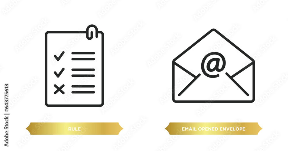 Poster two editable outline icons from user interface concept. thin line icons such as rule, email opened e