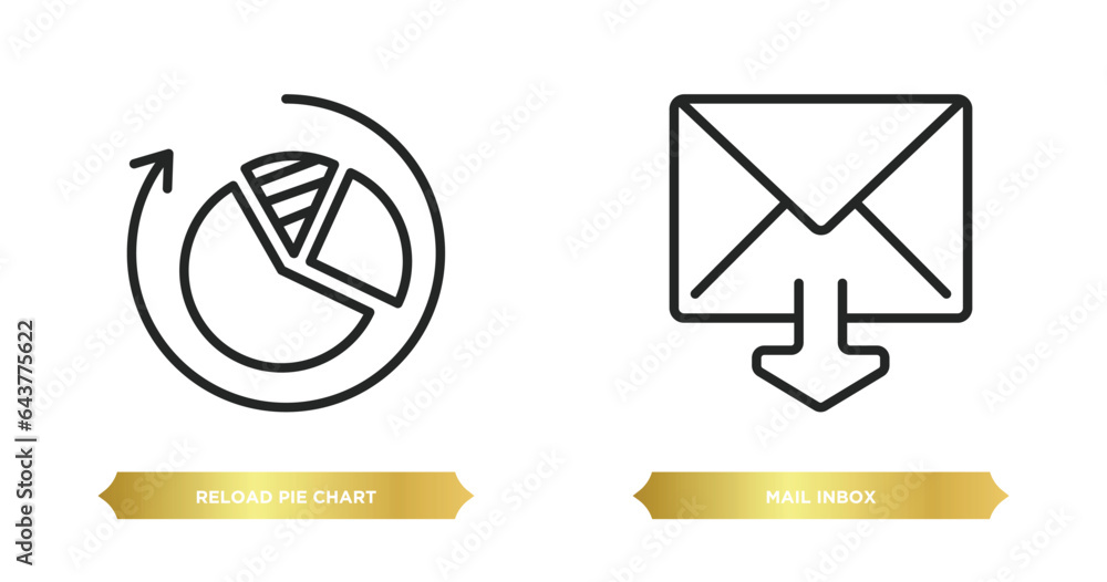 Poster two editable outline icons from user interface concept. thin line icons such as reload pie chart, ma