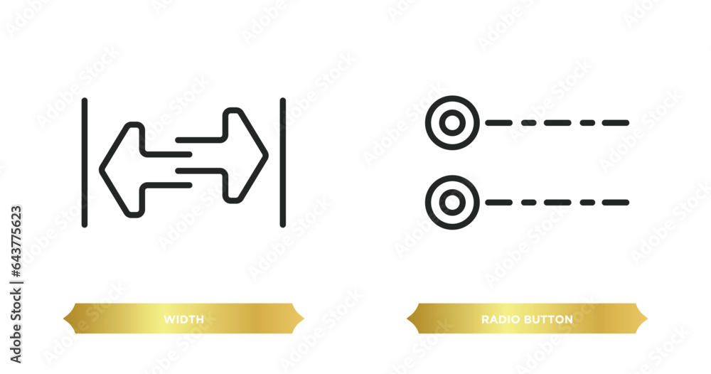 Poster two editable outline icons from user interface concept. thin line icons such as width, radio button 