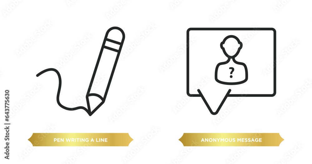Poster two editable outline icons from user interface concept. thin line icons such as pen writing a line, 