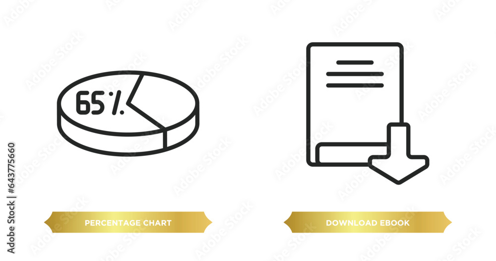 Aufkleber two editable outline icons from user interface concept. thin line icons such as percentage chart, do