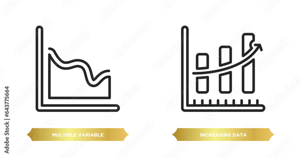 Poster two editable outline icons from user interface concept. thin line icons such as multiple variable li