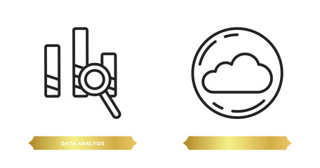 two editable outline icons from user interface concept. thin line icons such as data analysis, vector.