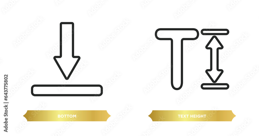 Poster two editable outline icons from user interface concept. thin line icons such as bottom, text height 
