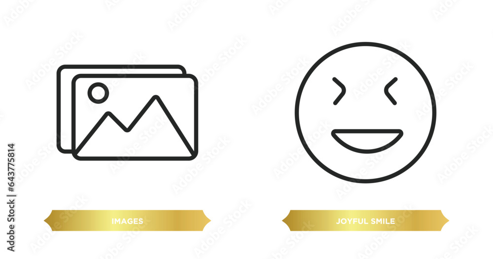 Poster two editable outline icons from user interface concept. thin line icons such as images, joyful smile