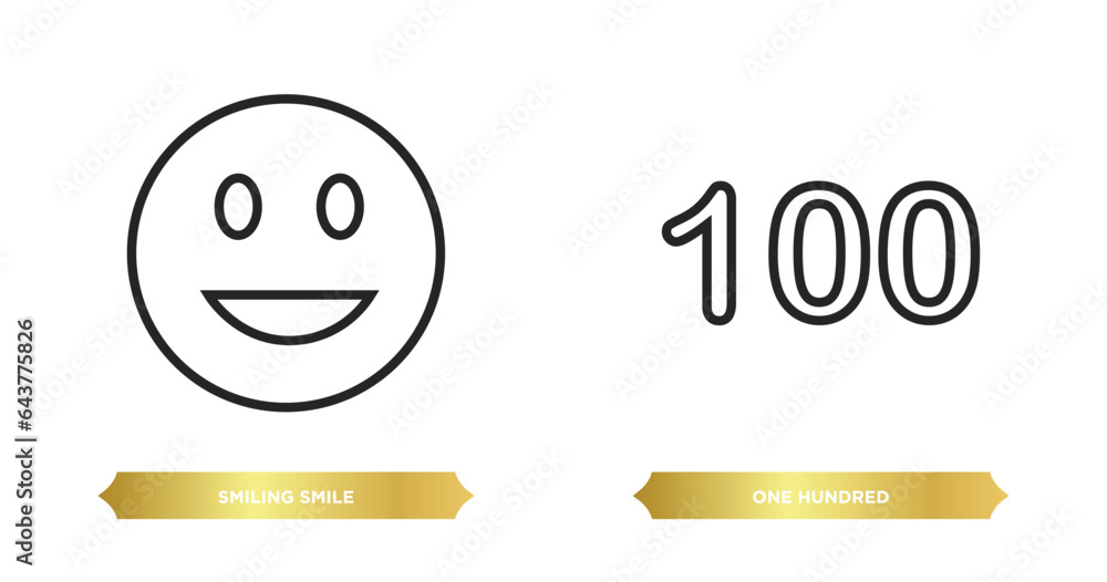 Poster two editable outline icons from user interface concept. thin line icons such as smiling smile, one h