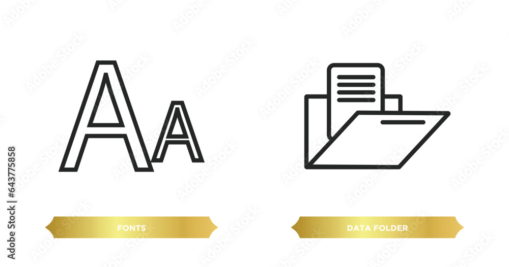 Fototapete two editable outline icons from user interface concept. thin line icons such as fonts, data folder v