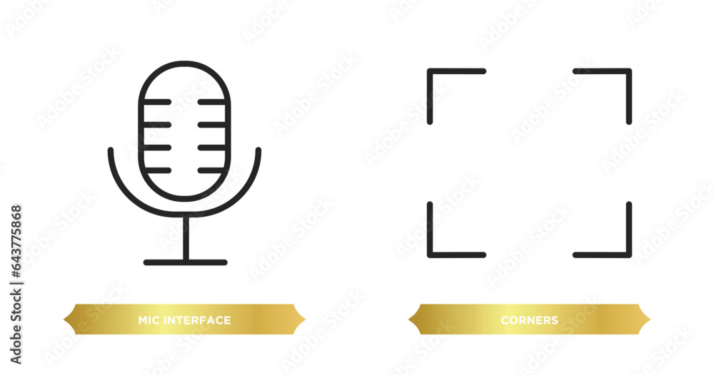 Poster two editable outline icons from user interface concept. thin line icons such as mic interface, corne