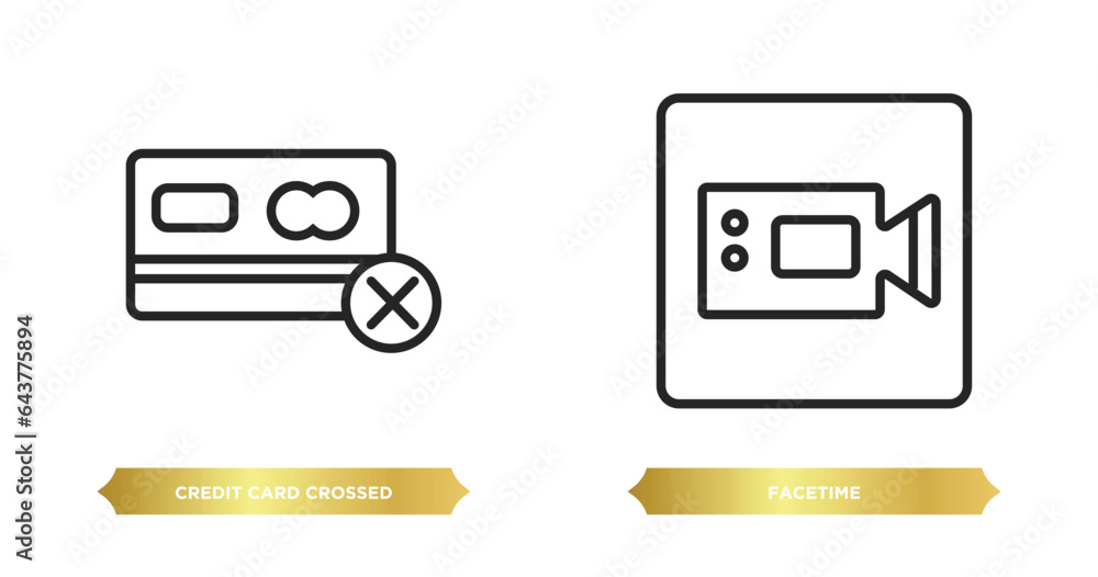 Poster two editable outline icons from user interface concept. thin line icons such as credit card crossed,