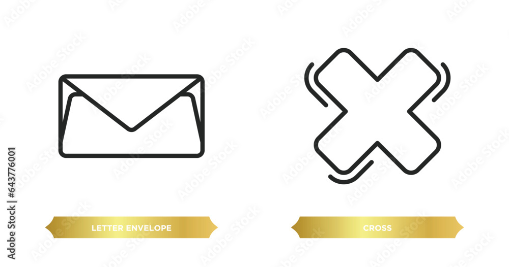 Poster two editable outline icons from user interface concept. thin line icons such as letter envelope, cro