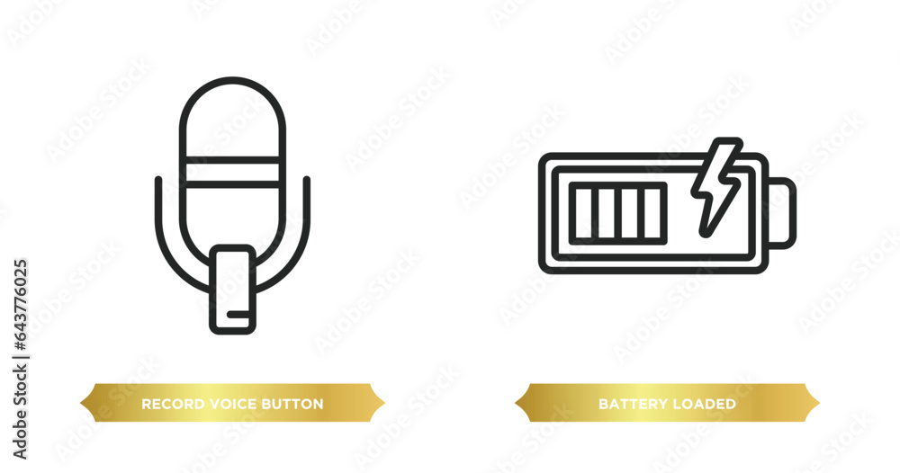 Poster two editable outline icons from user interface concept. thin line icons such as record voice button,