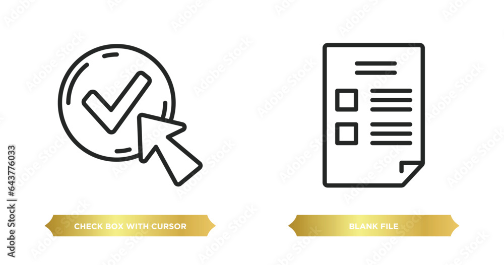 Poster two editable outline icons from user interface concept. thin line icons such as check box with curso