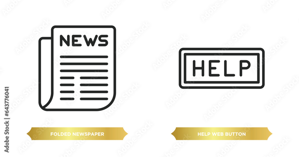 Poster two editable outline icons from user interface concept. thin line icons such as folded newspaper, he