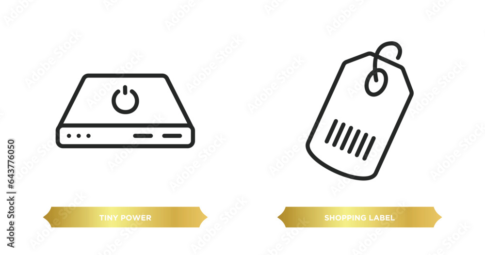 Poster two editable outline icons from user interface concept. thin line icons such as tiny power, shopping