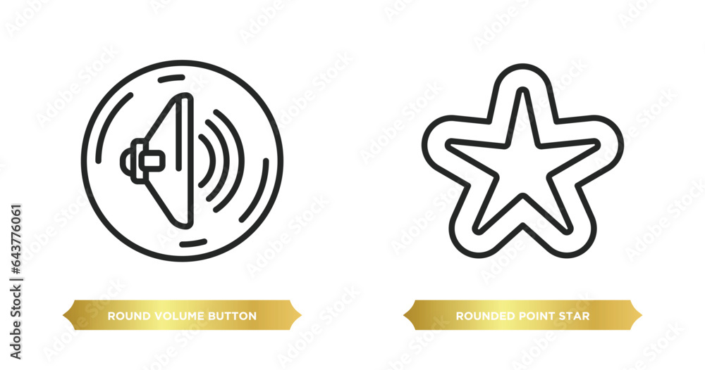 Poster two editable outline icons from user interface concept. thin line icons such as round volume button,