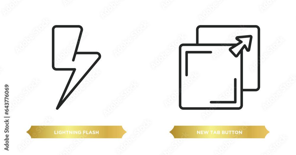 Poster two editable outline icons from user interface concept. thin line icons such as lightning flash, new
