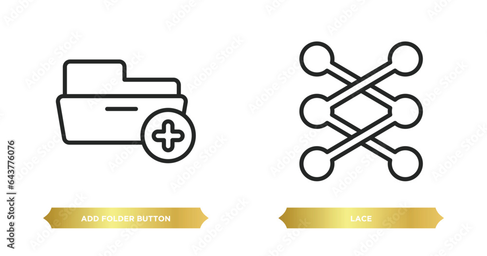 Poster two editable outline icons from user interface collection. concept. thin line icons such as add fold