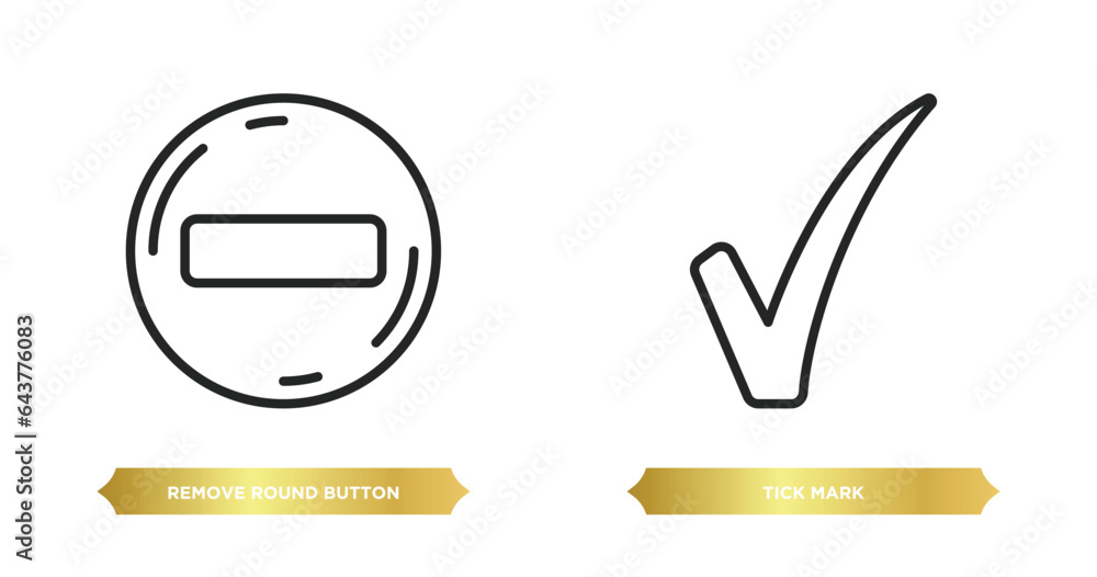 Poster two editable outline icons from user interface concept. thin line icons such as remove round button,