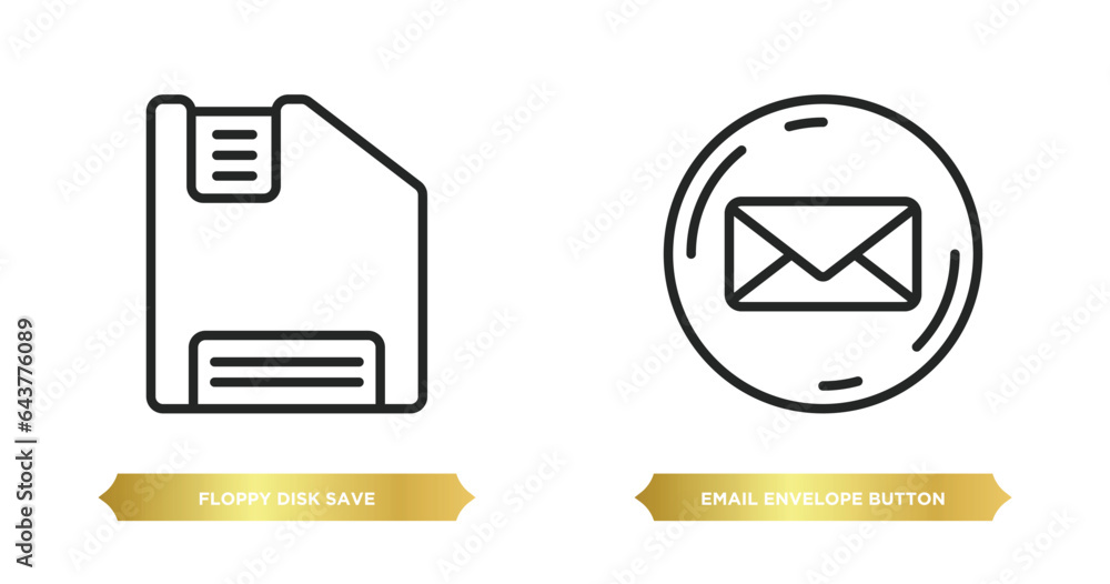 Poster two editable outline icons from user interface concept. thin line icons such as floppy disk save but
