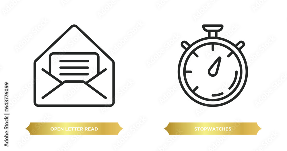 Poster two editable outline icons from user interface concept. thin line icons such as open letter read ema