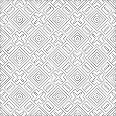 Vector pattern with symmetrical elements . Modern stylish abstract texture. Repeating geometric tiles from striped elements.Black and white pattern.