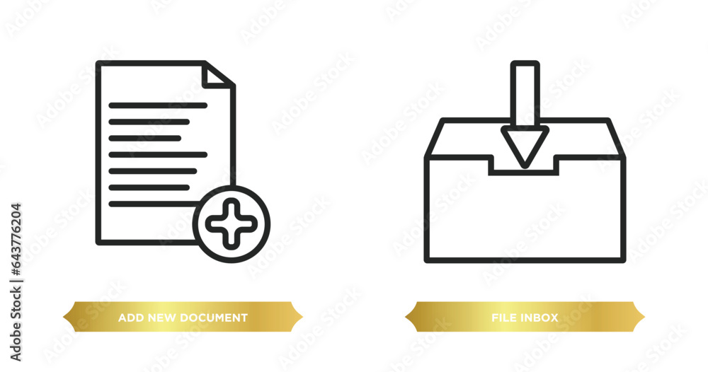 Poster two editable outline icons from user interface concept. thin line icons such as add new document, fi
