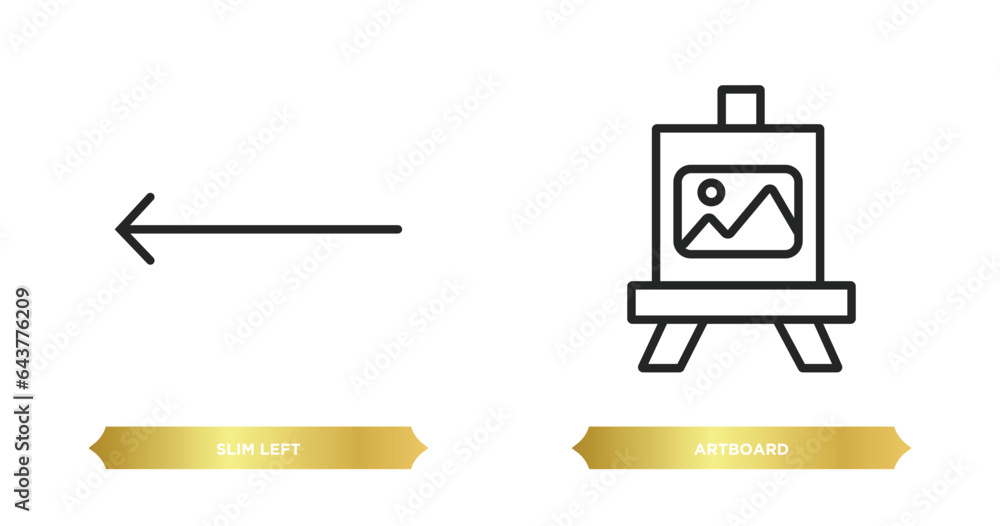 Poster two editable outline icons from user interface concept. thin line icons such as slim left, artboard 