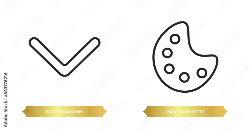 Poster two editable outline icons from user interface concept. thin line icons such as bottom arrows, paint