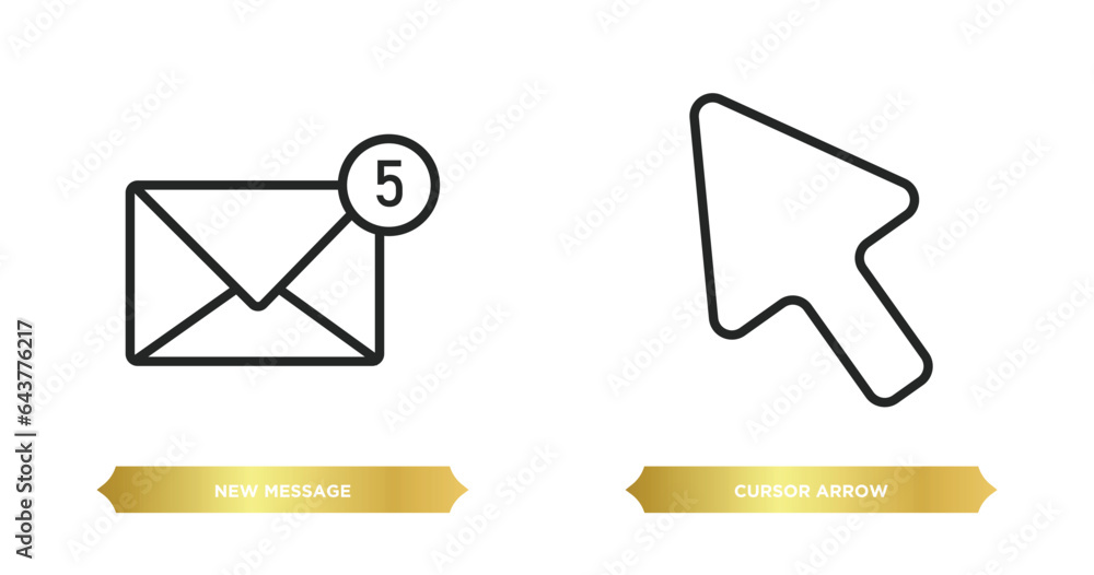 Poster two editable outline icons from user interface concept. thin line icons such as new message, cursor 