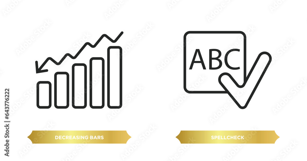 Poster two editable outline icons from user interface concept. thin line icons such as decreasing bars char