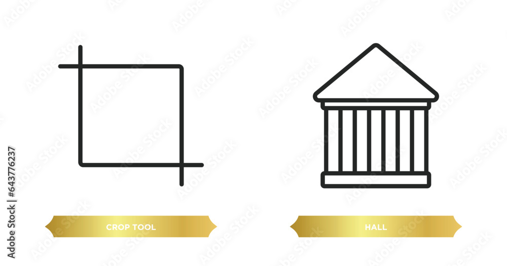 Poster two editable outline icons from user interface concept. thin line icons such as crop tool, hall vect