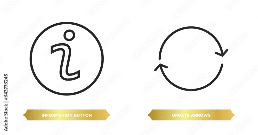Poster two editable outline icons from user interface concept. thin line icons such as information button, 