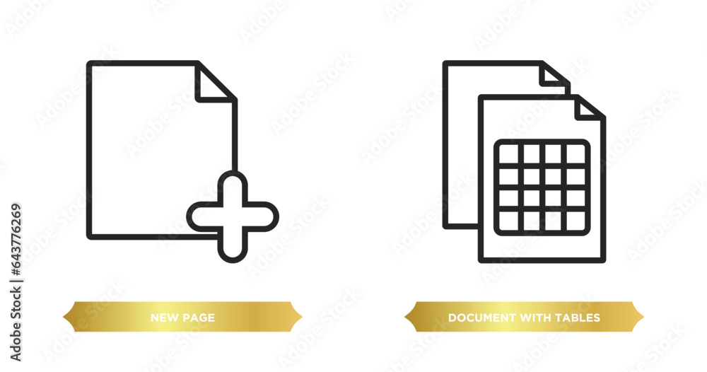 Poster two editable outline icons from user interface concept. thin line icons such as new page, document w