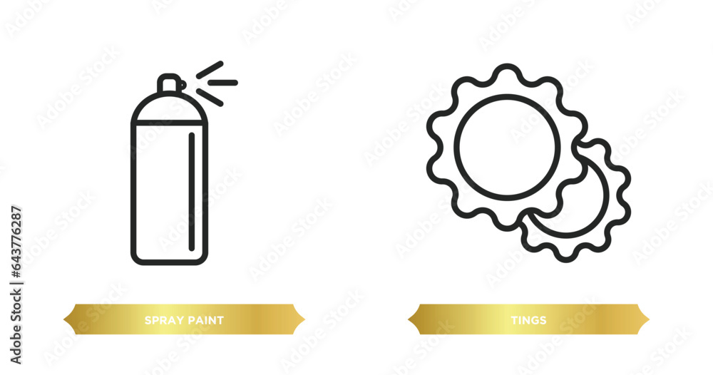 Poster two editable outline icons from user interface concept. thin line icons such as spray paint, tings v
