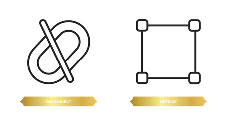 two editable outline icons from user interface concept. thin line icons such as disconnect, metrize vector.