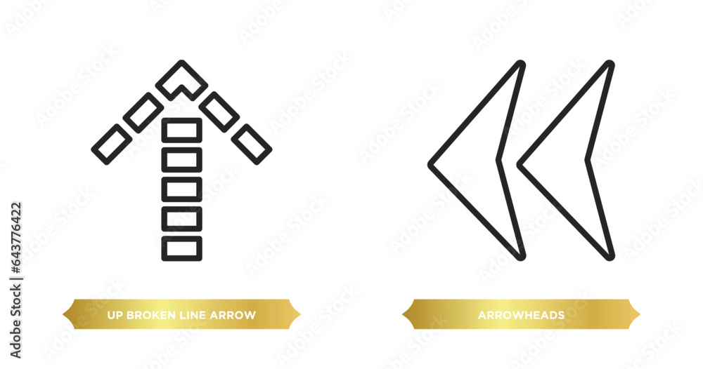 Poster two editable outline icons from user interface concept. thin line icons such as up broken line arrow