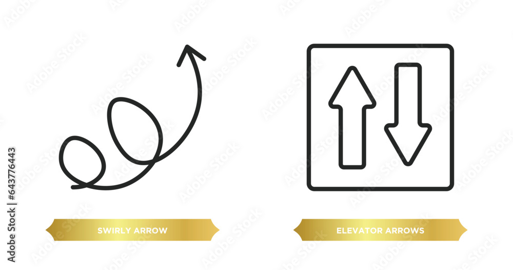 Poster two editable outline icons from user interface concept. thin line icons such as swirly arrow, elevat