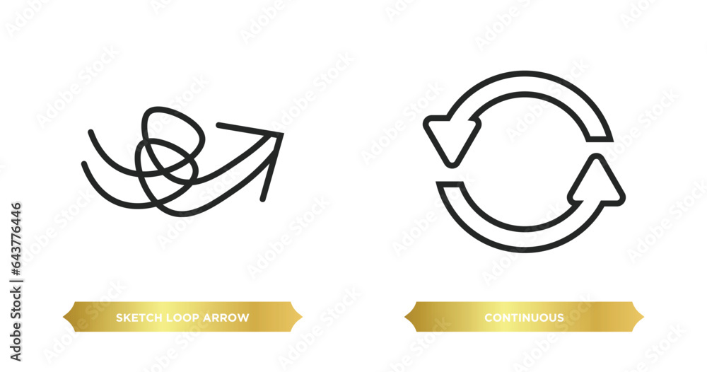 Poster two editable outline icons from user interface concept. thin line icons such as sketch loop arrow, c