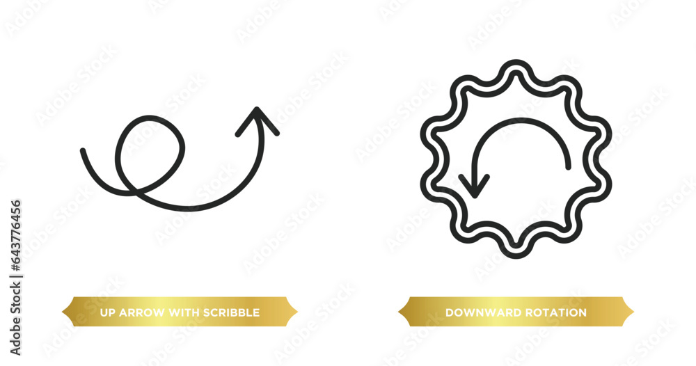 Poster two editable outline icons from user interface concept. thin line icons such as up arrow with scribb