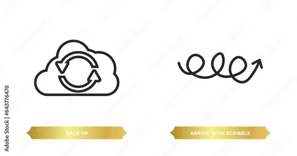 Poster two editable outline icons from user interface concept. thin line icons such as back up, arrow with 